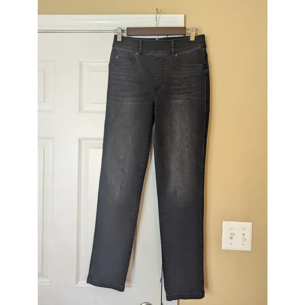 SPANX Ankle Skinny Jeans Size Small Black Slimming Denim Minimalist Casual